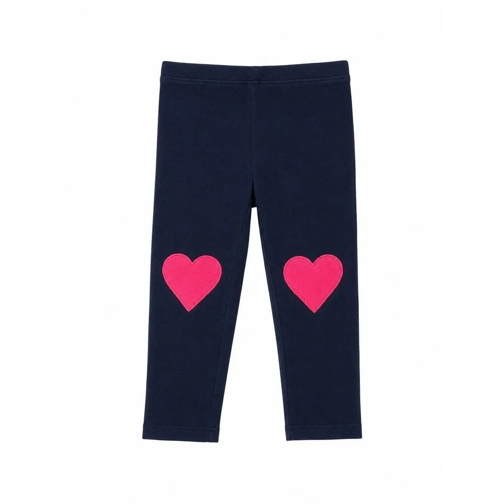 Baby Gap Playtime Favorites Heart Knee Leggings | Navy Pink | Toddler Girls 2T